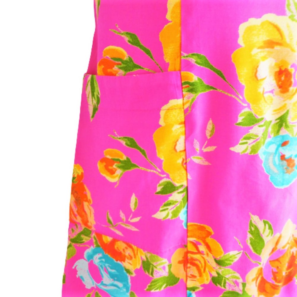 Vintage Moda Int'l Pink Floral Sheath Tank Dress Princess Zipper Back M - Picture 5 of 8